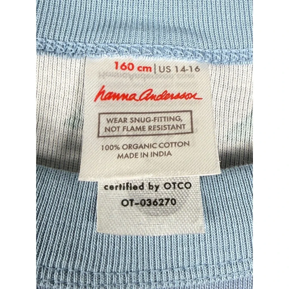 Hanna Andersson Pajama Set Kids 14-16 Blue Gnome Holiday Organic Cotton PJ Set